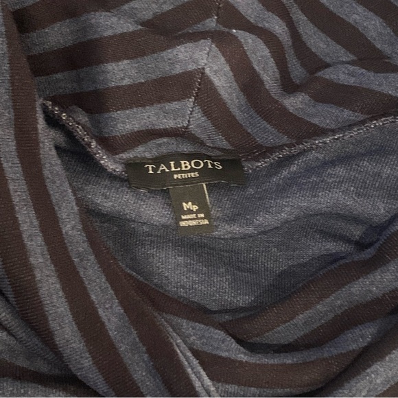🏷️ Talbots Petites Cowl Neck Dolman Striped Kangaroo Pocket Top MP - Picture 6 of 6